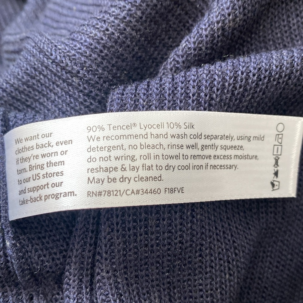 Eileen Fisher Long Tencel Silk Midnight Blue Cardigan Size Large - Picture 6 of 7